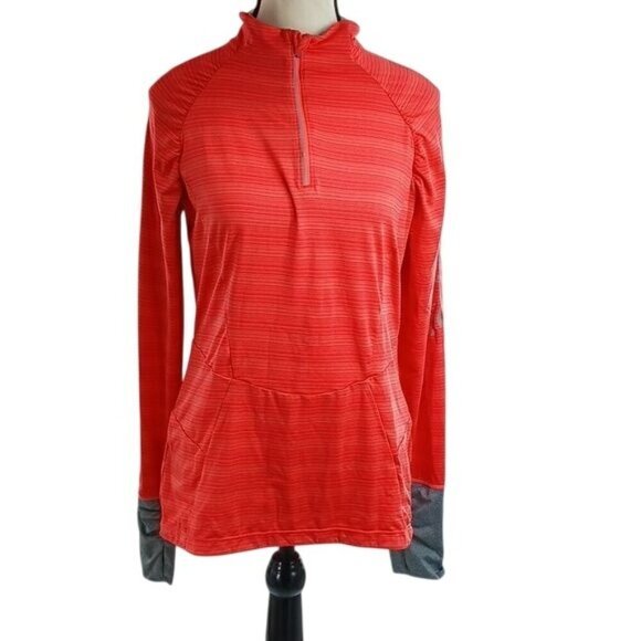 Mondetta Athletic Shirt Pullover Quarter Zip Orange Long Sleeve Fitted Size M - Picture 1 of 11